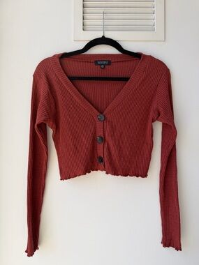 Nordstrom Women's Rust Ribbed Cropped Cardigan XS like new
